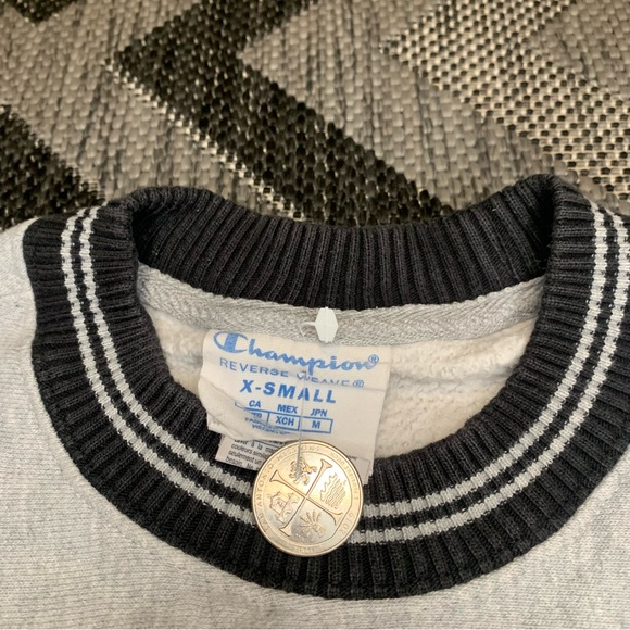 Champion Reverse Weave Grey/black Crewneck Sweatshirt - Picture 2 of 2
